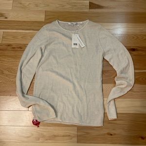 Vince Ivory Sheer Wool Ribbed Sweater